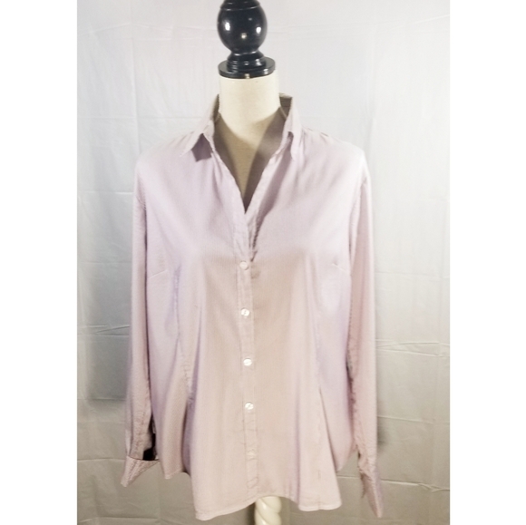 H&M Women Purple Stripped Long Sleeve Button Down - Picture 1 of 5